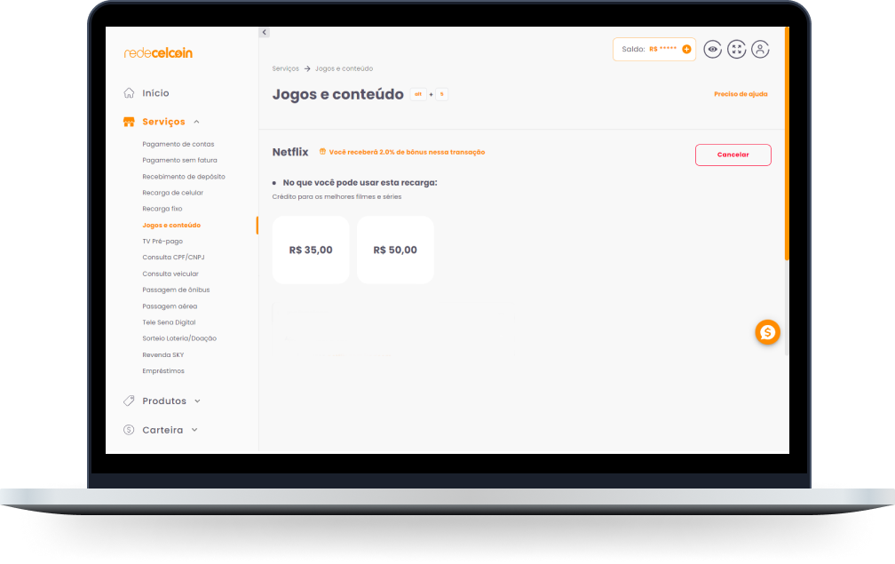 Como funciona a recarga Netflix? (SITE) – Central de ajuda Rede Celcoin -  Pagamento de Contas, recargas de celular e mais!